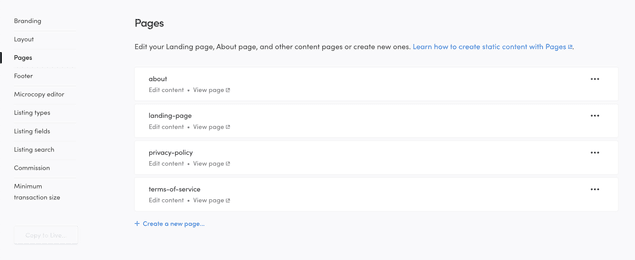 Default pages