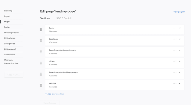 Default sections