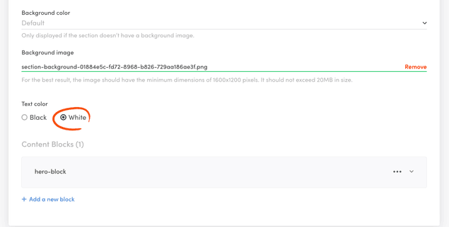 Select white text