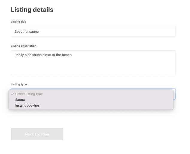 Instant booking process available for selection