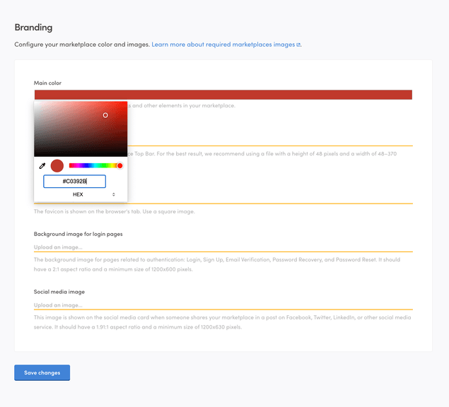 Edit your marketplace's primary color in Console