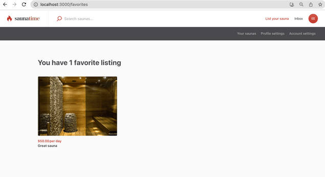 Favorite listings page